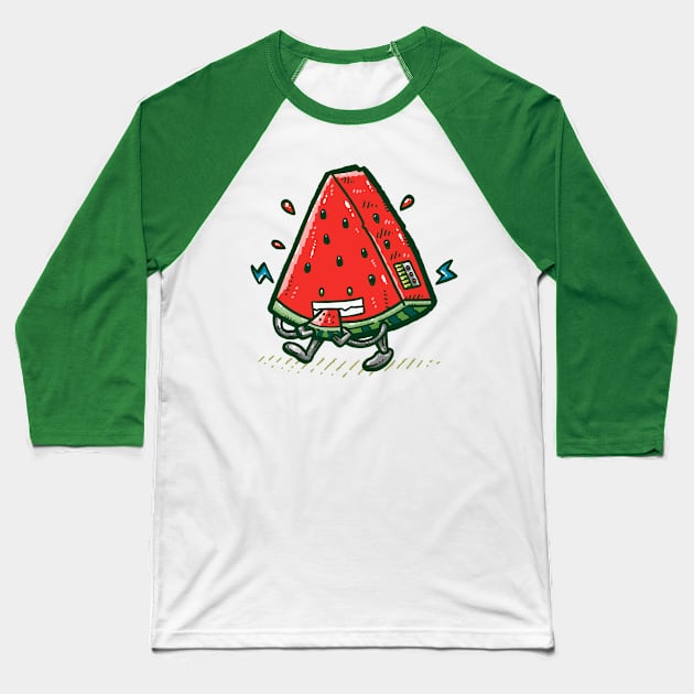 Watermelon Bot Baseball T-Shirt by nickv47